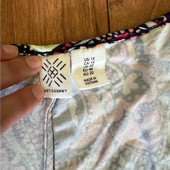 Artisan NY M L Women Multicolor Round Neck Sleeveless Midi Dress Paisley Stretch - Picture 3 of 9